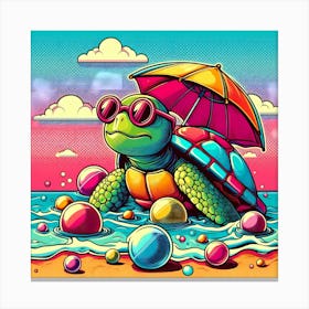 Turtle On The Beach Canvas Print