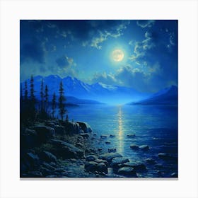 Moonlight Over Lake Canvas Print