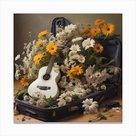 Flowers and a guitar Canvas Print