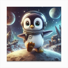 Penguin In Space 5 Canvas Print