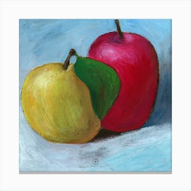 Two Apples - Anton Maliar painting square still life food red yellow hand painted kitchen Canvas Print