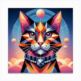 Licorice Low Poly Cat Canvas Print