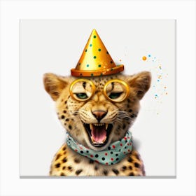 Cheetah In A Party Hat Canvas Print