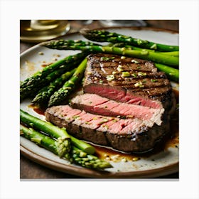 Steak With Asparagus Canvas Print