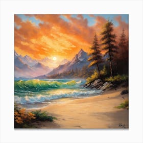 Sunset On The Beach Canvas Print