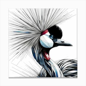 Crowned Crane Head - Abstract Line Art Illustration 184 Canvas Print