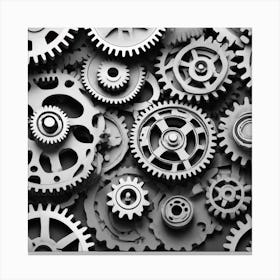 Black And White Gears 1 Canvas Print