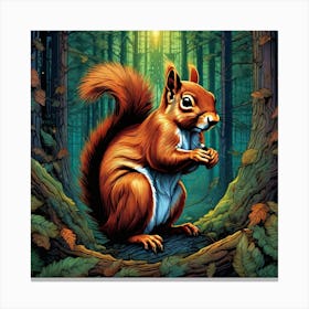 Red Squirrel In The Forest 23 Canvas Print