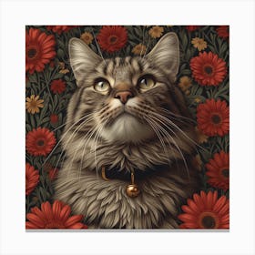 Cat In Flowers 1 Canvas Print