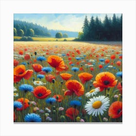 Poppies In The Field 1 Canvas Print