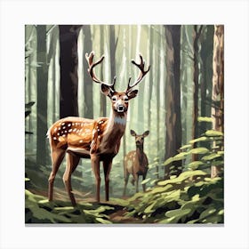 Deer In The Forest 27 Canvas Print