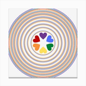 Hearts Rainbow Equality Canvas Print