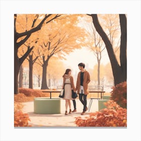 Autumn Leaves In The Park Canvas Print