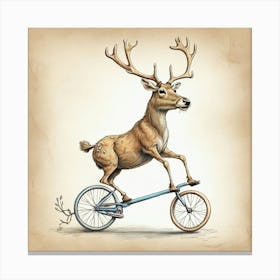 Reindeer On A Bicycle Canvas Print