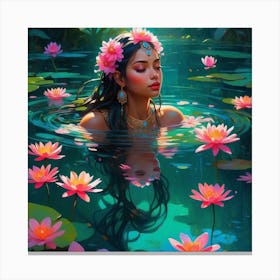 Mermaid In Water Canvas Print