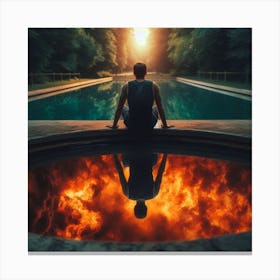 Man In A Pool Canvas Print