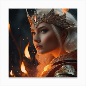 Beautiful Woman In Fire Canvas Print