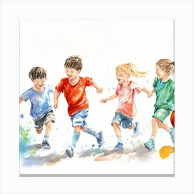 Kids Playing Basketball Canvas Print