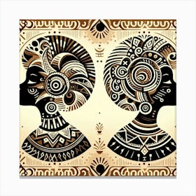 Tribal African Art Women silhouettes 2 Canvas Print