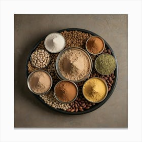 Various Spices On A Plate Canvas Print