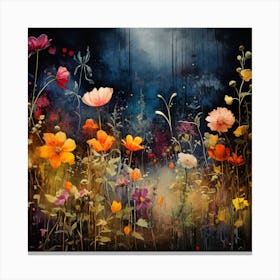 Wildflowers At Night 1 Canvas Print