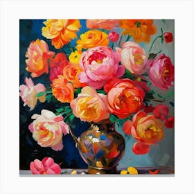 Peonies In A Vase Canvas Print