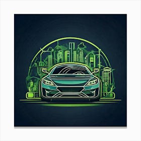 Firefly Car, Illustration, Background, Logo, Poster, Icons, Electric, Charging, Pollution, Vehicle, (1) Canvas Print