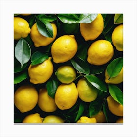 Lemons On A Black Background Canvas Print