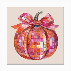 Coquette Bow Disco Pumpkin – Trendy Aesthetic Fall Decor With A Chic Twist 2 Canvas Print