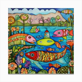 Art Drawing See And Fish Scene Folk Art Style Insp (2) 2024 05 01t200217 Canvas Print