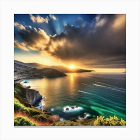 Sunset In Greece Canvas Print