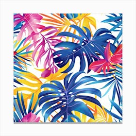 Tropical Leaves Seamless Pattern 4 Canvas Print