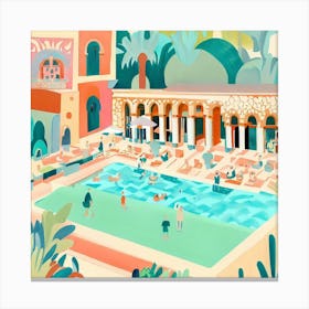 Romantic summer in pool Canvas Print