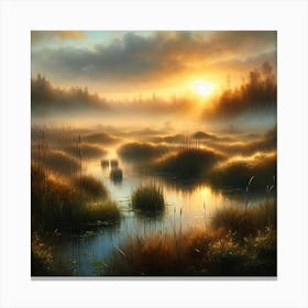 Marshland  Nature Vintage Style Canvas Print