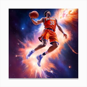 Basketball dunk In Space Canvas Print