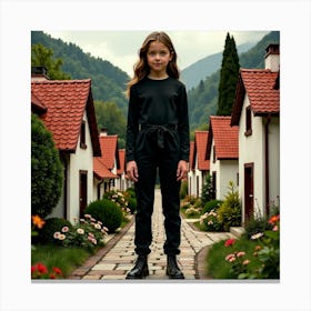 Girl In A Village Canvas Print