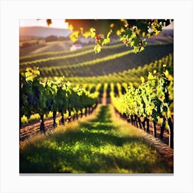 Vineyard Field At Sunset 1 Canvas Print