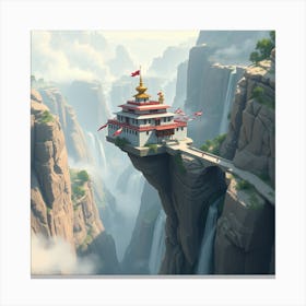 Floating Monastery Above A Canyon Canvas Print