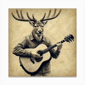 Deer With Guitar 2 Canvas Print