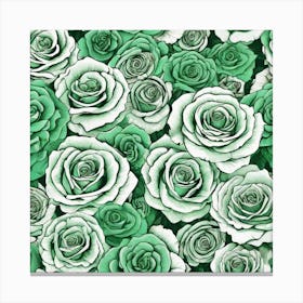 Green Roses On Edges As Frame With Empty Space In Centre Ultra Hd Realistic Vivid Colors Highly (4) Canvas Print