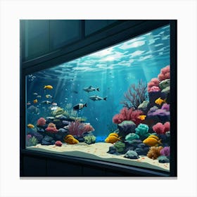 Default Aquarium With Coral Fishsome Shark Fishes View From Th 1 1 Canvas Print