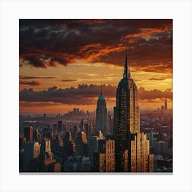 Sunset In New York City 1 Canvas Print