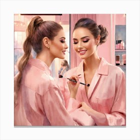 Two Women In Pink Robes Canvas Print