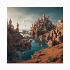 Surreal Landscape Inspired By Dali And Escher 1 Canvas Print