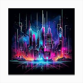 Neon Cityscape Canvas Print