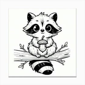 Line Art raccoon 2 Canvas Print