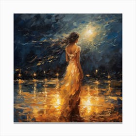 Night At The Beach Canvas Print