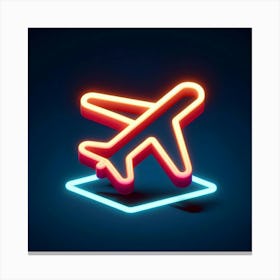 Neon Airplane Icon 1 Canvas Print