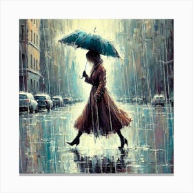 Rushing in the Rain.AI Canvas Print