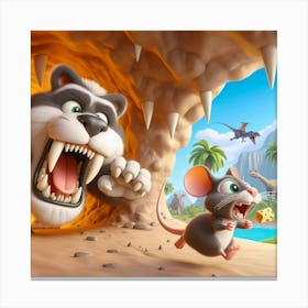 Prehistoric Cat and Mouse 1 Canvas Print